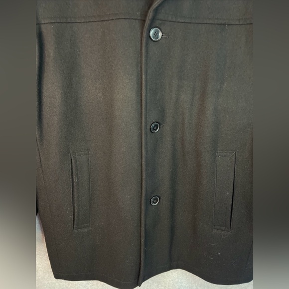 TOMMY HILFIGER Wool Blend Sport Coat  Mens XL Pea Overcoat Winter Warm Black EUC - Picture 8 of 9